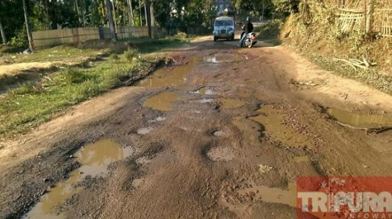 Deplorable condition of road makes life miserable at Amarpur Sub Division 